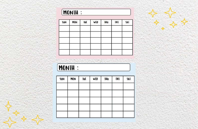 Printable Digital Download Perpetual Blank Calendar | Rae Dunn Inspired | Instant Download | PNG ...