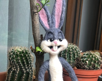 Handmade Needle Felted Rabbit-Felted Animal Sculpture, Child's gift, Custom pet, Birthday Gift, Personalized Gift, Gift For Her