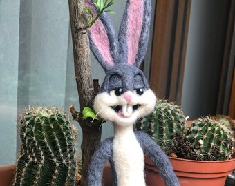 Handmade Needle Felted Rabbit-Felted Animal Sculpture, Child's gift, Custom pet, Birthday Gift, Personalized Gift, Gift For Her