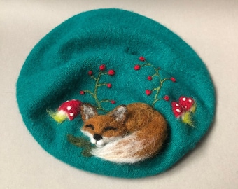 Cute Fox Hat, Handmade Felted Wool Hats, Felted wool hat for winter original accessory for woman, Great gift idea