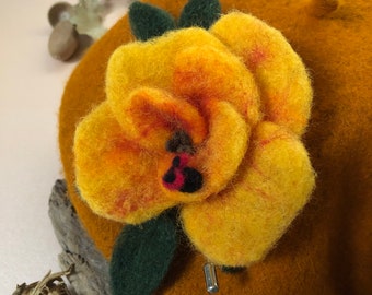 Flower and Ladybug Wool Felt Brooch, Birthday Gift, Gift
