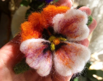 Violet Wool Felt Brooch, Birthday Gift, Gift for Her