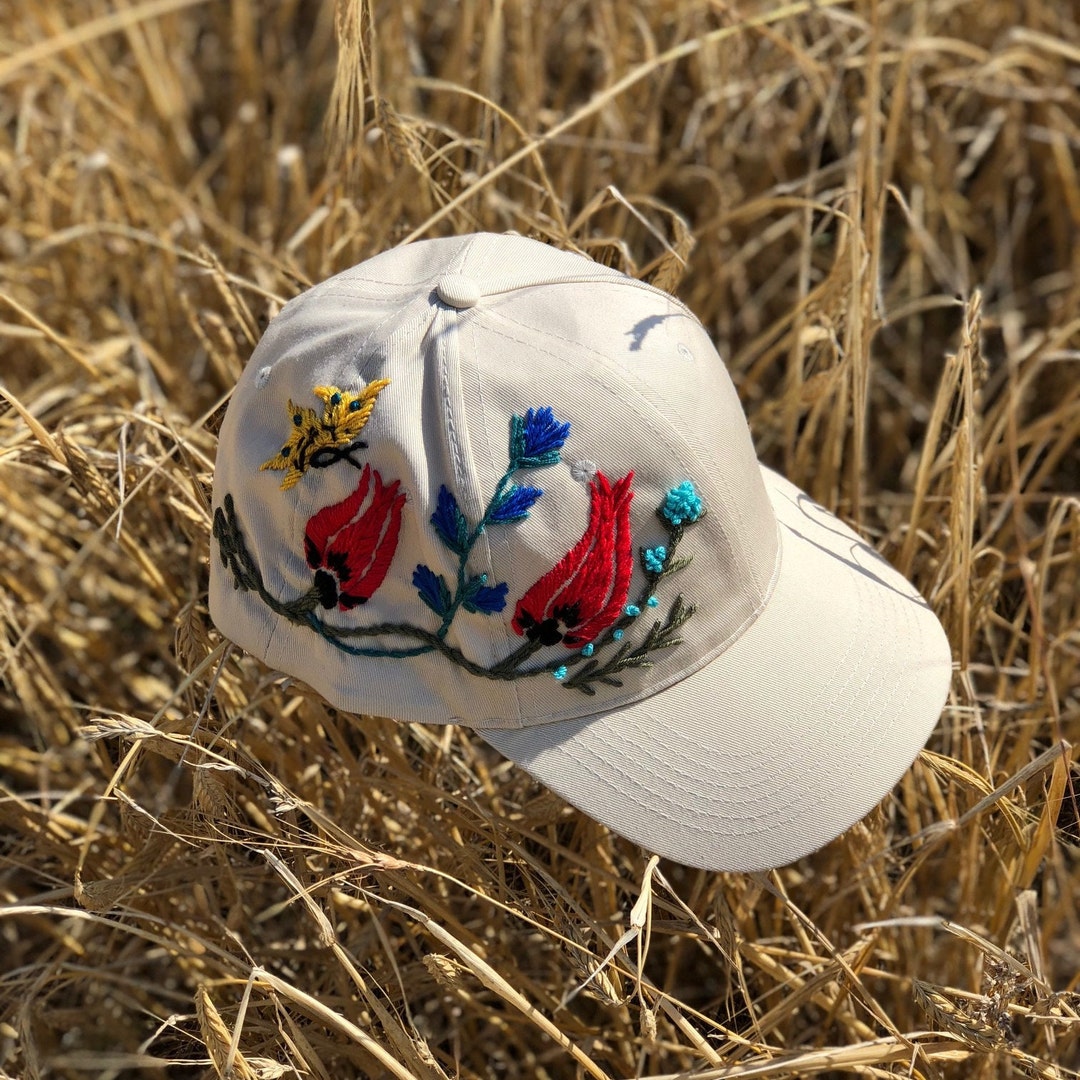 Hand Embroidered Hat, Embroidered Baseball Cap, Floral Embroidery Cap ...