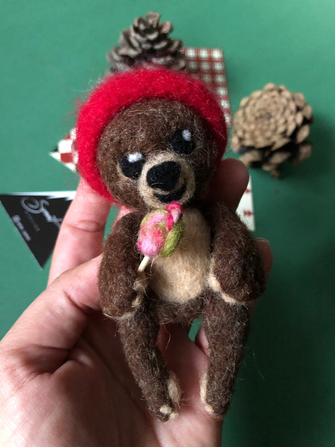 Handmade Needle Felted Baby Bear Felt Animal Statue Gift for Etsy