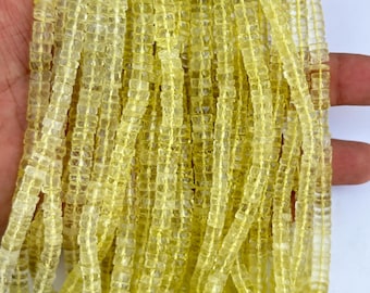 Lemon Quartz Faceted Tyre Beads: 6mm Heishi Beads, 16 Inch Strand
