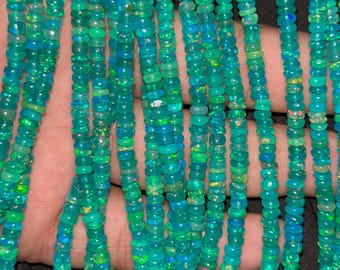 Green Opal Rondelle Beads: AAA Quality, 3-5mm Strand