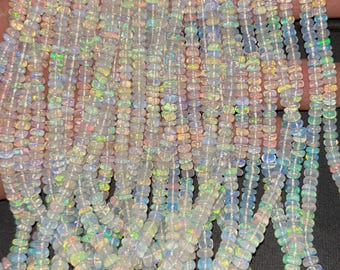 Ethiopian Opal Rondelle Beads: AAA+ Smooth Welo Opal Strand (16 Inches)