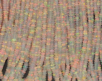 AAA Natural Red Fire Ethiopian Opal Rondelle Beads (3-4mm)