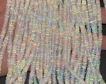 Natural Ethiopian Opal Rondelle Beads: 3-5mm Welo Fire Opal, 16 Inch Strand