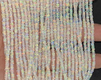 Ethiopian Opal Rondelle Beads: AAA+ Smooth White Opal Strand (16 Inch)