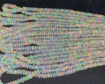 Ethiopian Opal Rondelle Beads: AAA+ White Welo Opal, 16 Inch Strand