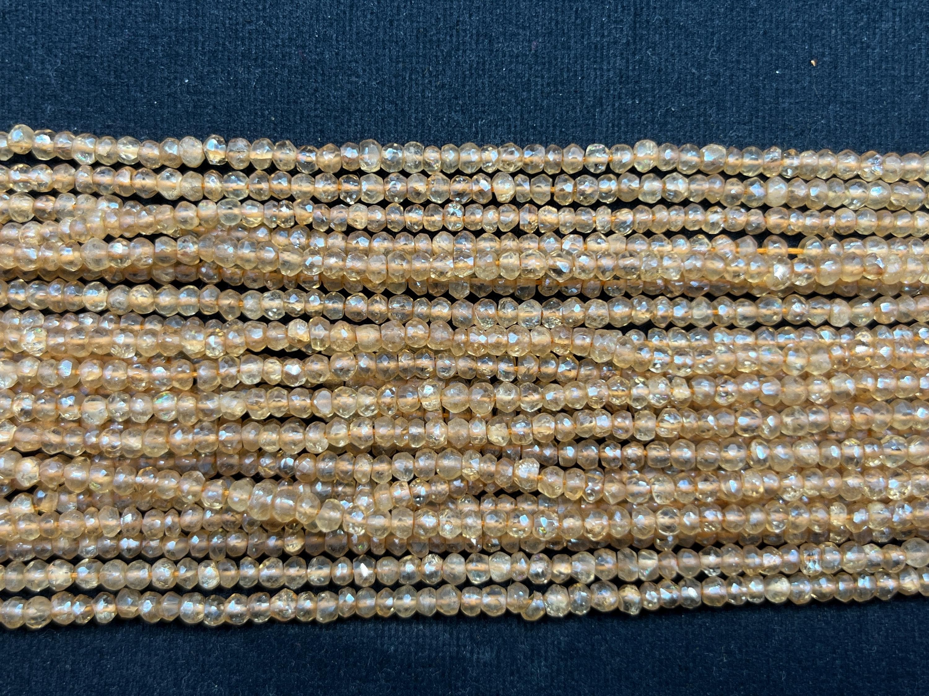 AAA Quality Natural Citrine Rondelle Faceted Beads Strand, 3-4mm, 13 Inch String - Jewelry Making Supplies - View #7