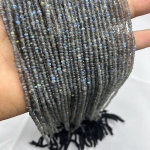 AAA+ Faceted Labradorite Rondelle Beads: 4mm, 13 Inch Strand