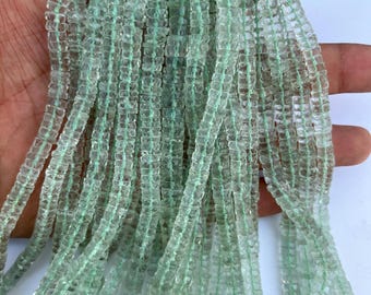 Green Amethyst Faceted Tyre Beads: 6mm Heishi Beads, 16 Inch Strand