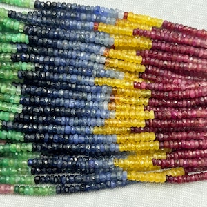 Flerfaldiga ädelstenspärlor: Facetterad rondell, smaragd, rubin, safir (2-2,5 mm)
