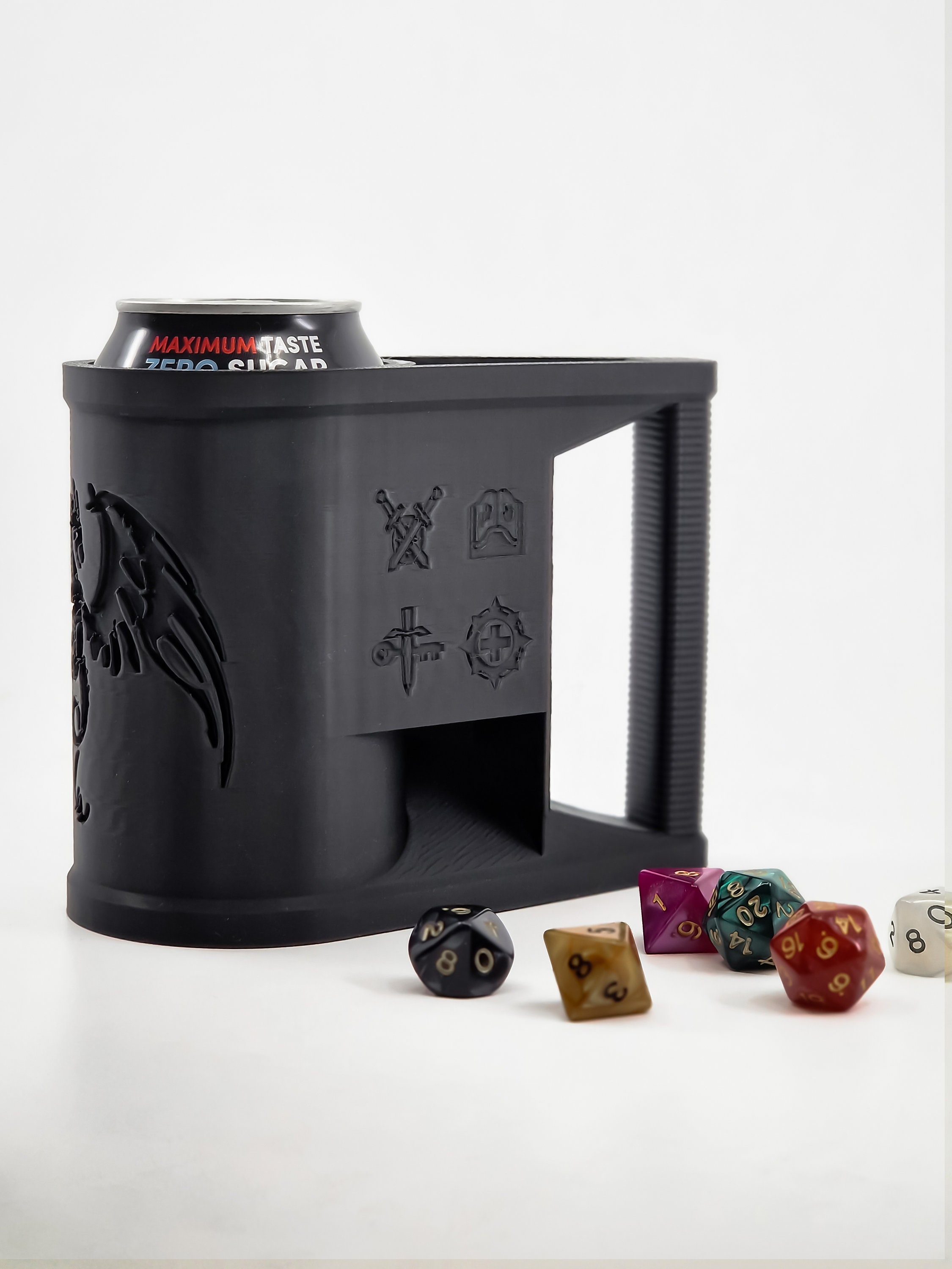 Dragon Can Dice Tower, Cup Holder With Integrated Dice Tower, Dnd