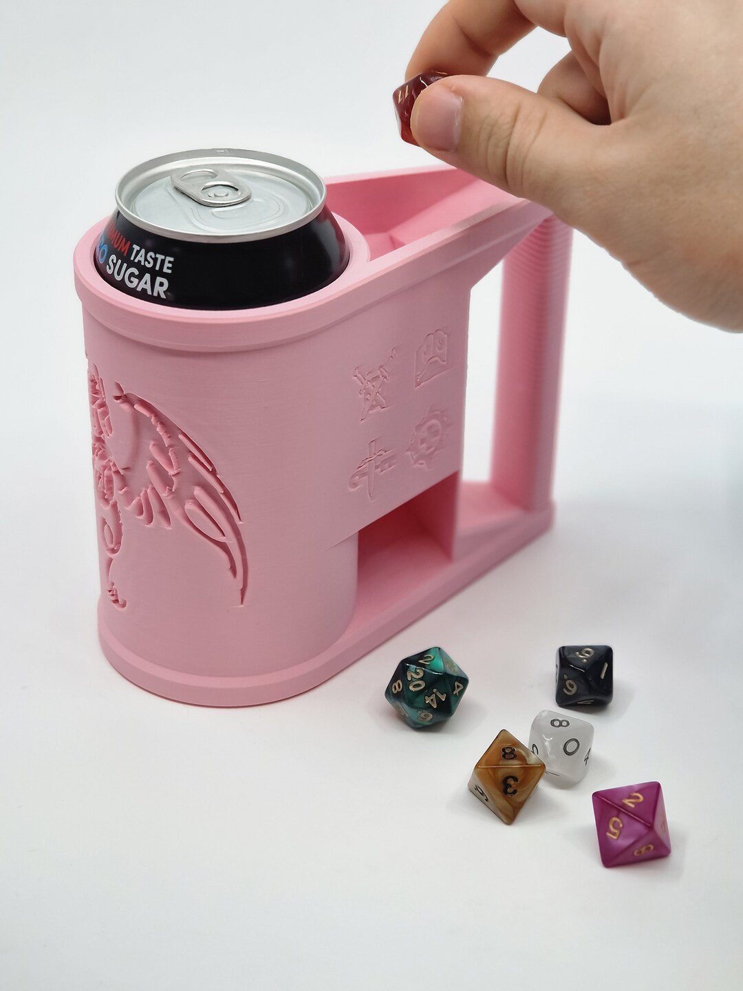 Dragon Can Dice Tower, Cup Holder With Integrated Dice Tower, Dnd