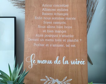 stickers menu spécial mariage