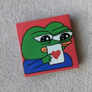 PeepoLoveCard / Peepo Painting / Pittura su tela / Meme Frog / Twitch Peepo Pittura acrilica Estetica Arte murale fatta a mano Decorazione della stanza