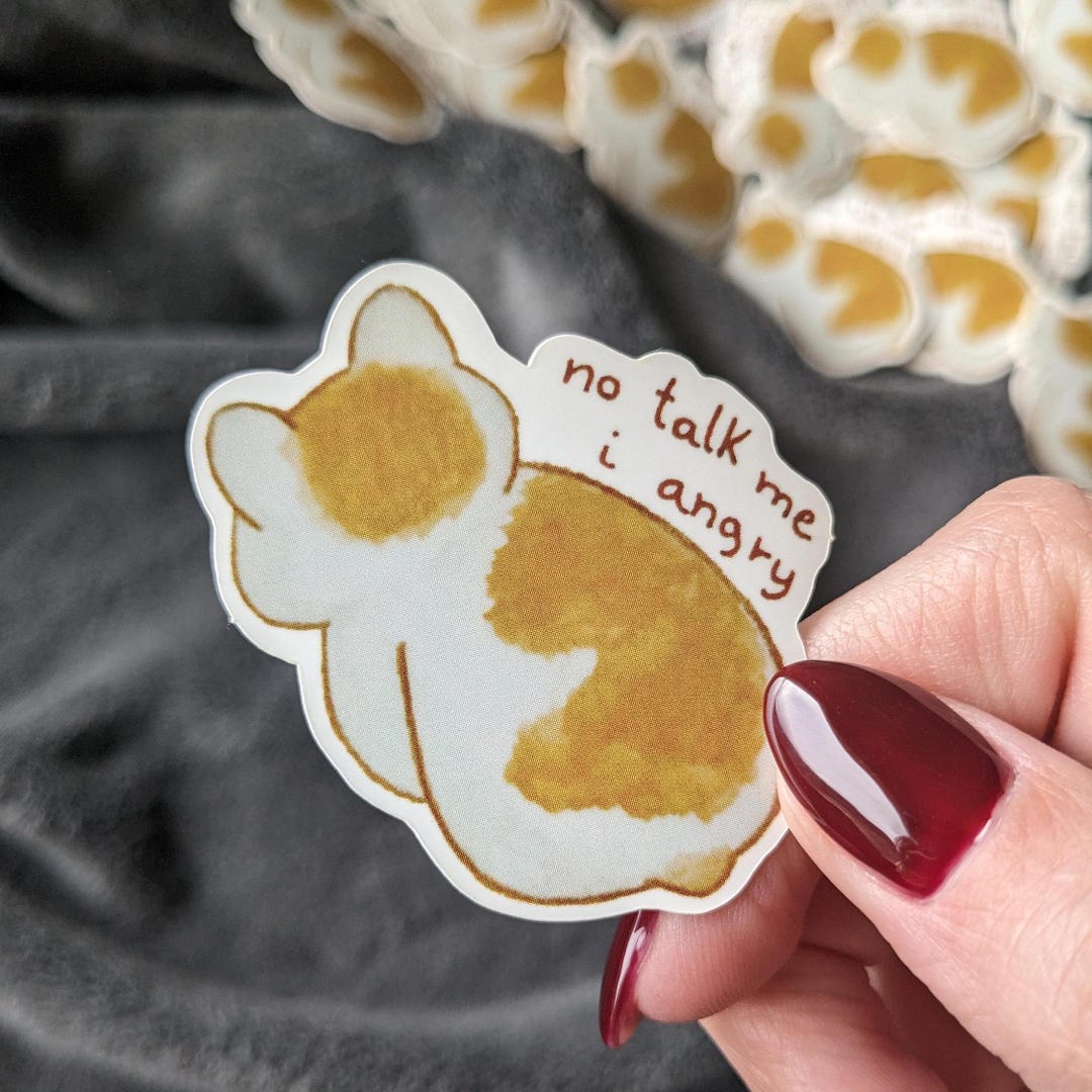 No Talk Me Im Angry Vinyl Sticker | Angry Cat Meme | Cat Sticker ...