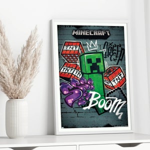 Quadro decorativo A4 Mobs Do Minecraft Cartoons