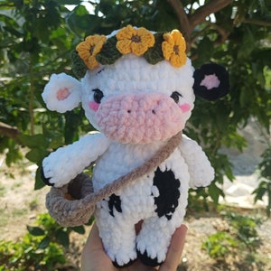 Crochet Sunflower cow pattern,Sunflower cow plushie,plush amigurumi animal pattern,cute stuffed toy,farm animal,pdf pattern,crochet animal