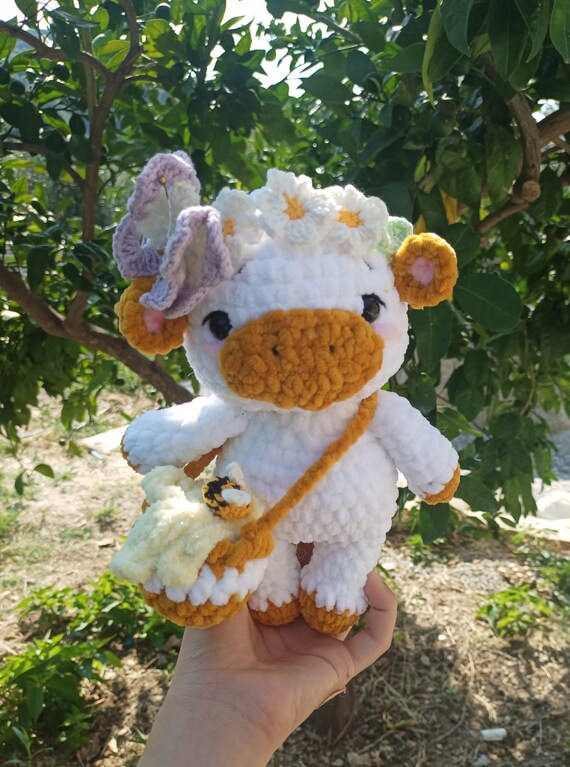 Large Crochet Cow Plush, Small Cow Amigurumi Cow Strawberry Cow Blob Chibi  Cow Farm Animal Toy Stuffed Animal Baby Shower Gift 