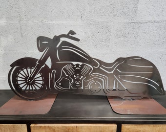 Sculpture moto XL effet vieilli avec oxydation volontaire Pièce unique en acier