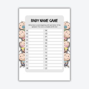 Guess the Baby&#39;s Name Game - Gender Reveal and Baby Shower Activity - Instant Download, Non-Editable Digital Printable for DIY Printing
