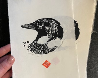 BIRD. Linocut print