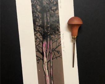 BIRCH TREE - Reduction linocut print, Limited Edition.