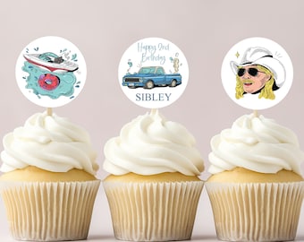 Chatta-two-chee Printable Cupcake Toppers | 2nd Birthday | Way down yonder | Alan | Jackson | Chattahoochee | Tiktok | Party Banner