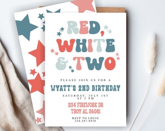 Patriotic Popsicle Invite | 4th of July Party | Red White and TWO | Summer Invitation | Ice cream | Let's Chill | POP on over | Digital