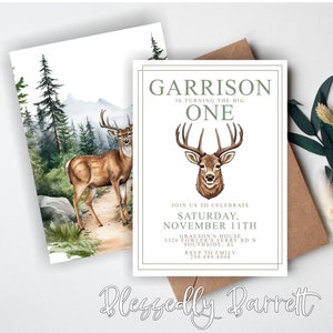 BIG ONE Birthday Invite | Hunting Birthday | Big Buck | Hunting | Double Digits | Deer | Big One | Lucky one | Mallard Duck