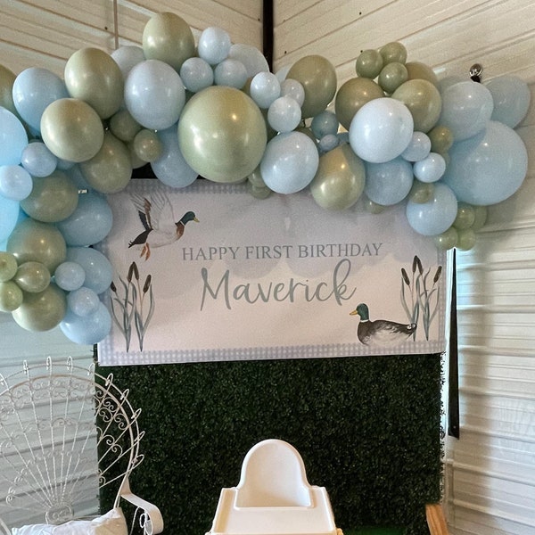 Hunting birthday Banner | mallard duck | One Lucky Duck | quail | paper banner | white tail deer | The Big One | Gingham Party Paper Banner