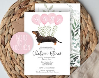 Baby Shower con 120 opzioni di razza / Invito per cani / Invito personalizzato / Baby Shower per bambine / Baby Sprinkle / È una bambina / Neutro / Invito digitale