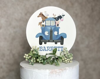 Wooden Cake Topper | Little Blue Truck | Farm Birthday | Old McDonald | Party Supplies | Check out matching Invitation in my Etsy Shop