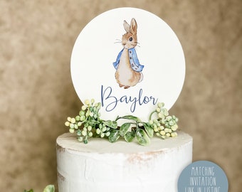 Wooden Cake Topper | Peter Rabbit | Flopsy | Baby Shower | Birthday  | Gender Neutral | Check out matching Invitation in my Etsy Shop
