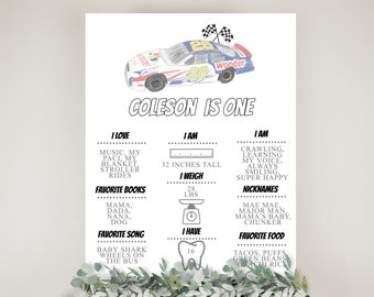Talladega Birthday Milestone Sign | If you ain&#39;t first | First Birthday | Shake Bake | Race Car Invitation | Black Check | Printable