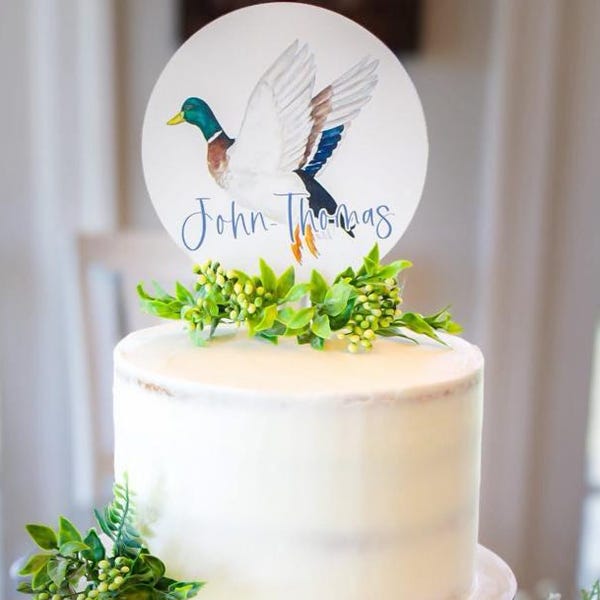 One Lucky Duck Cake Topper, Mallard Wedding Decor, First Birthday, Duck Duck Deuce, Cake Decoration