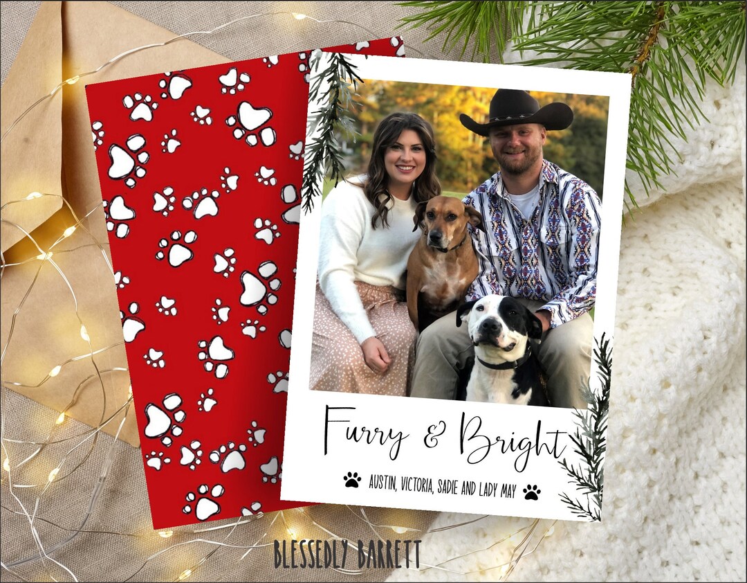 Christmas Card With Pet | Furry & Bright | Dog Christmas Card | Woof ...