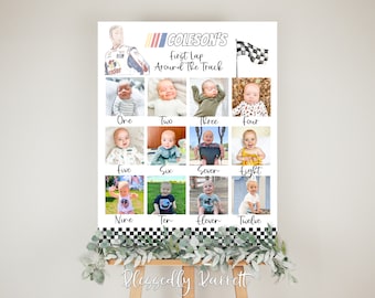 Talladega Birthday Picture Milestone Sign | If you ain&#39;t first | 1st Birthday | Shake Bake | Race Car Invitation | Black Check | Printable