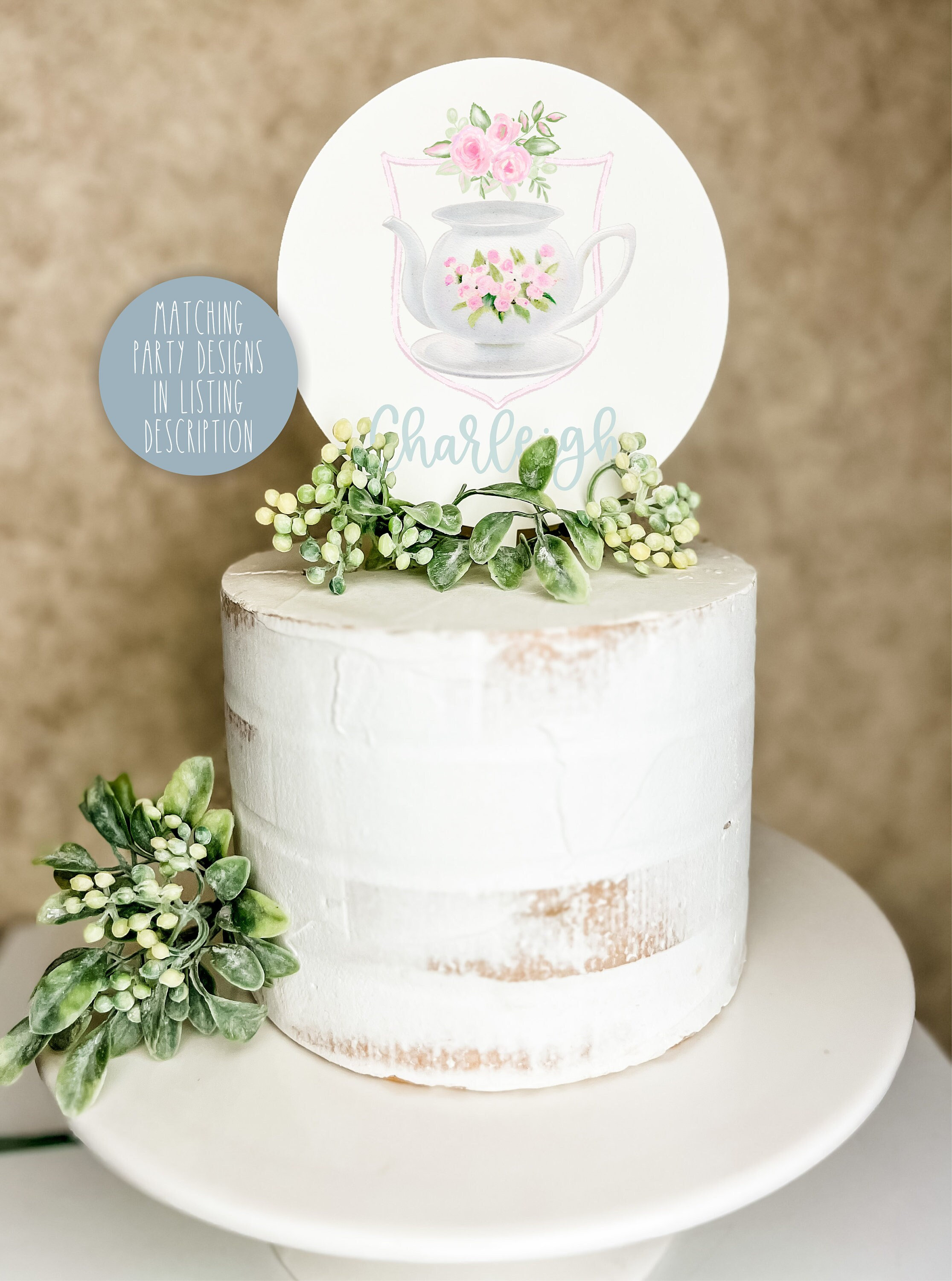 Wooden Cake Topper | Personalized | Tea Party | Tea for Two | Tea ...
