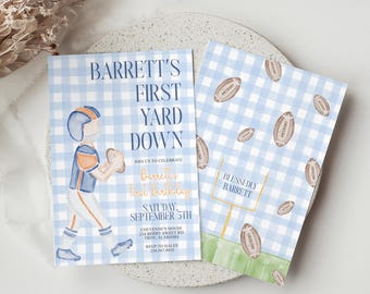Blue and Orange Football Invitation, Tailgate Party, First Year Down, 2nd Year Down, State, Grandmillennial Custom Design Printable Digital