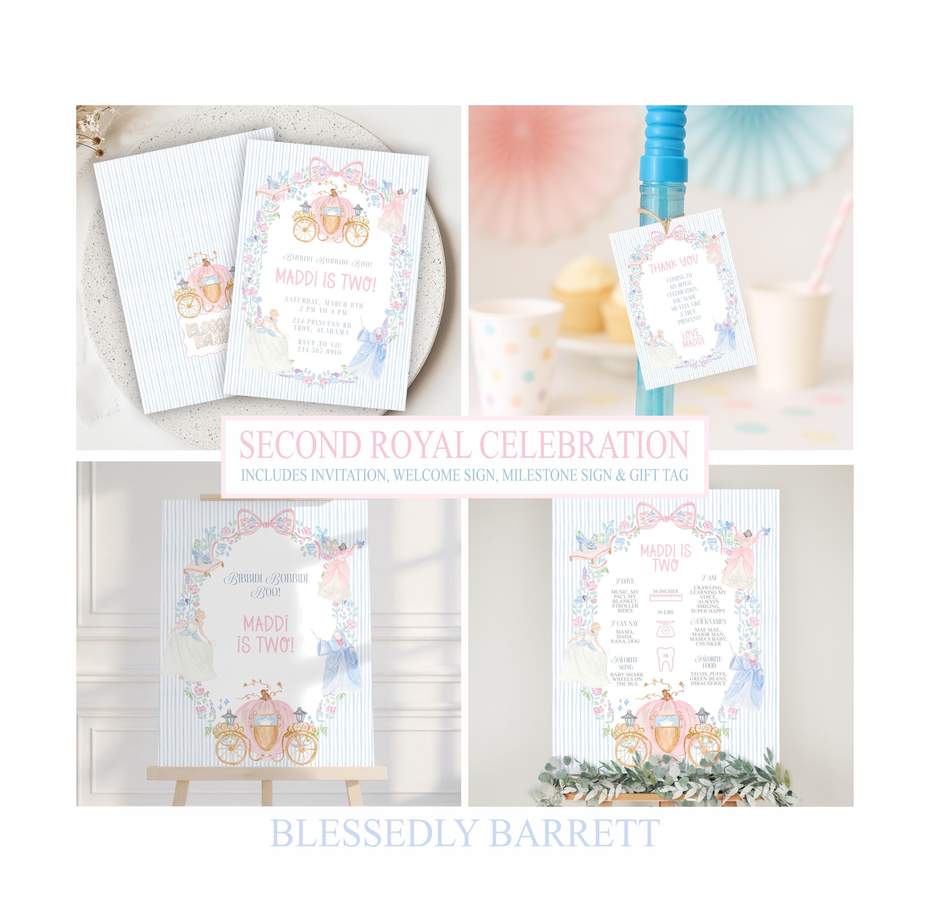 Pink & Blue Princess Birthday Party Bundle, Second Birthday, Bobbidi ...