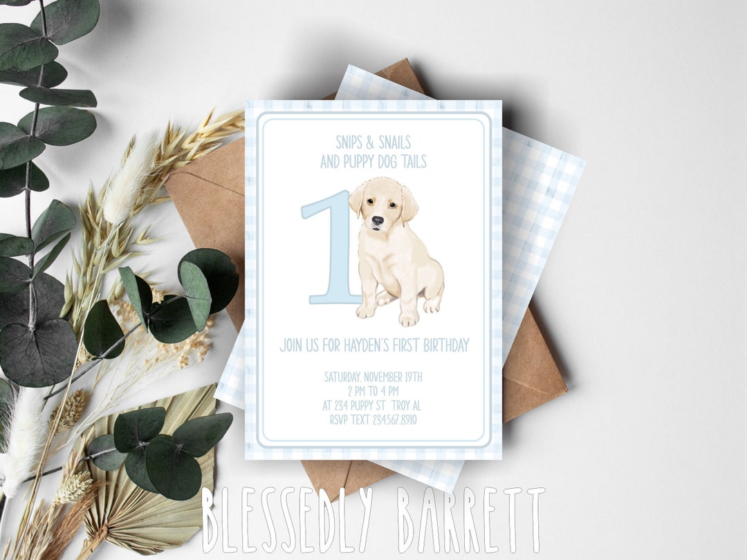 Boy Birthday Invite | Puppy | Dog | Snips and Snails | Pawty | 1st ...