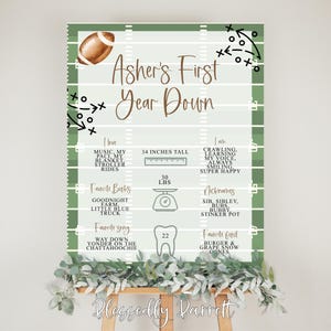 Segno di traguardo del primo anno / Compleanno di football / Grande compleanno / Compleanno autunnale / Primo compleanno / Football / Touch Down / Stampabile