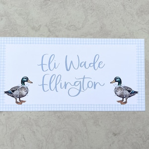 Grandmillennial Mallard Paper Banner, one lucky duck, gingham, Baby Shower, duck hunting, mallard birthday, Duck Duck Deuce, Party Banner