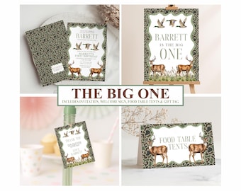Hunting Birthday Bundle, One Southern Boy, Mallard Duck and Bucks, Camo Ammo, First Birthday, Customizable Template, Printable Digital