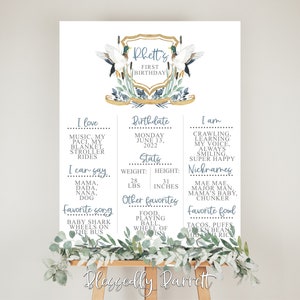 Lucky Duck Birthday | Welcome Sign | Milestone Sign | Watercolor | Mallard | Hunting Party | Crest | Monogram | First Birthday | Digital